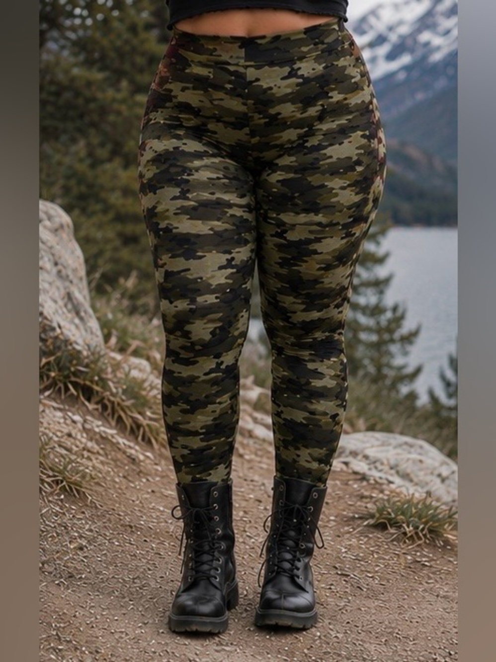 Camo Print High Waist Leggings | Edgy Grunge Athleisure Hiking Festival Style 1X